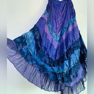 Brilliant Silk Tiered Gypsy Skirt💙 Most brilliant vibrant colours ever! 💙💜